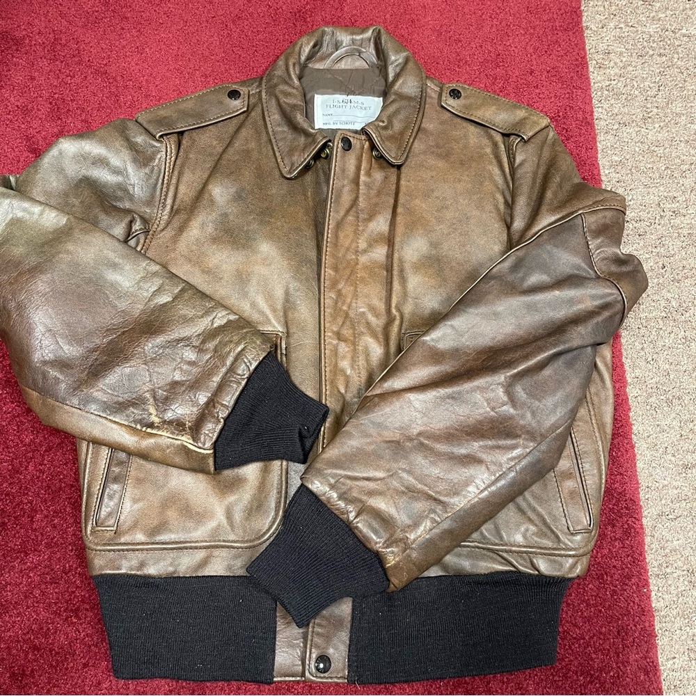 Schott NYC Brown Leather Bomber Jacket
